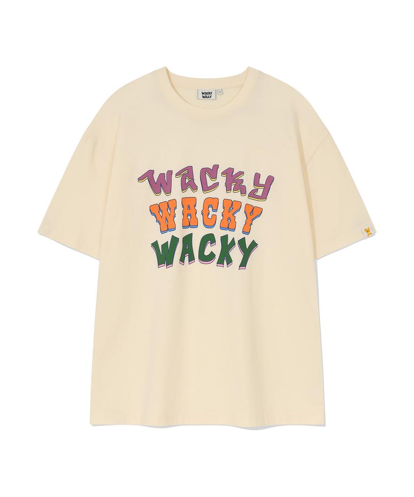 WACKY WILLY Multi-Typo Short Sleeve T-Shirt Cream