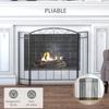 Fireplace Protection Screen - Wide Fire Guard for fireplace or stove - Spark Guard - safety barrier - 3 Folding Panels - Black Steel Metal