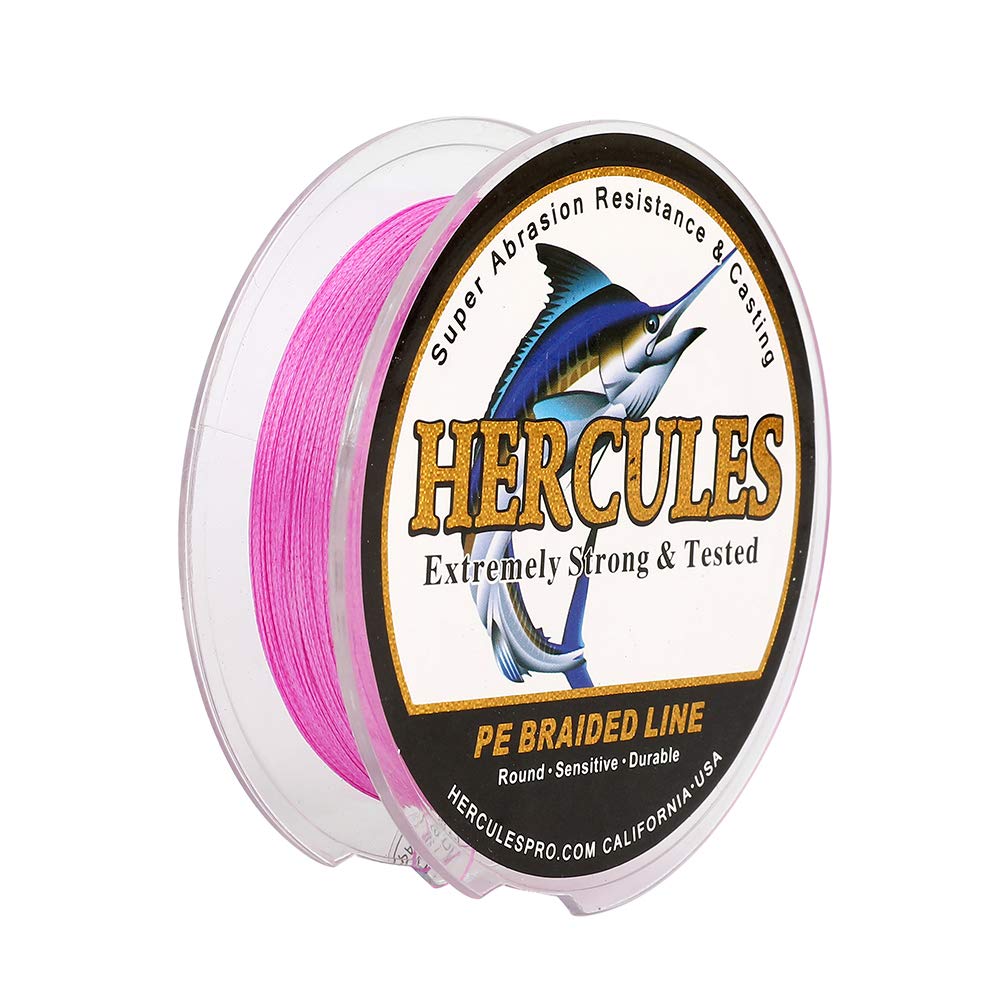 Hercules PE Fishing 15 and highly sensitive fishing line for long Suitable for ajing and Pink 200m Line, 4-strand braided, colors. High-strength,