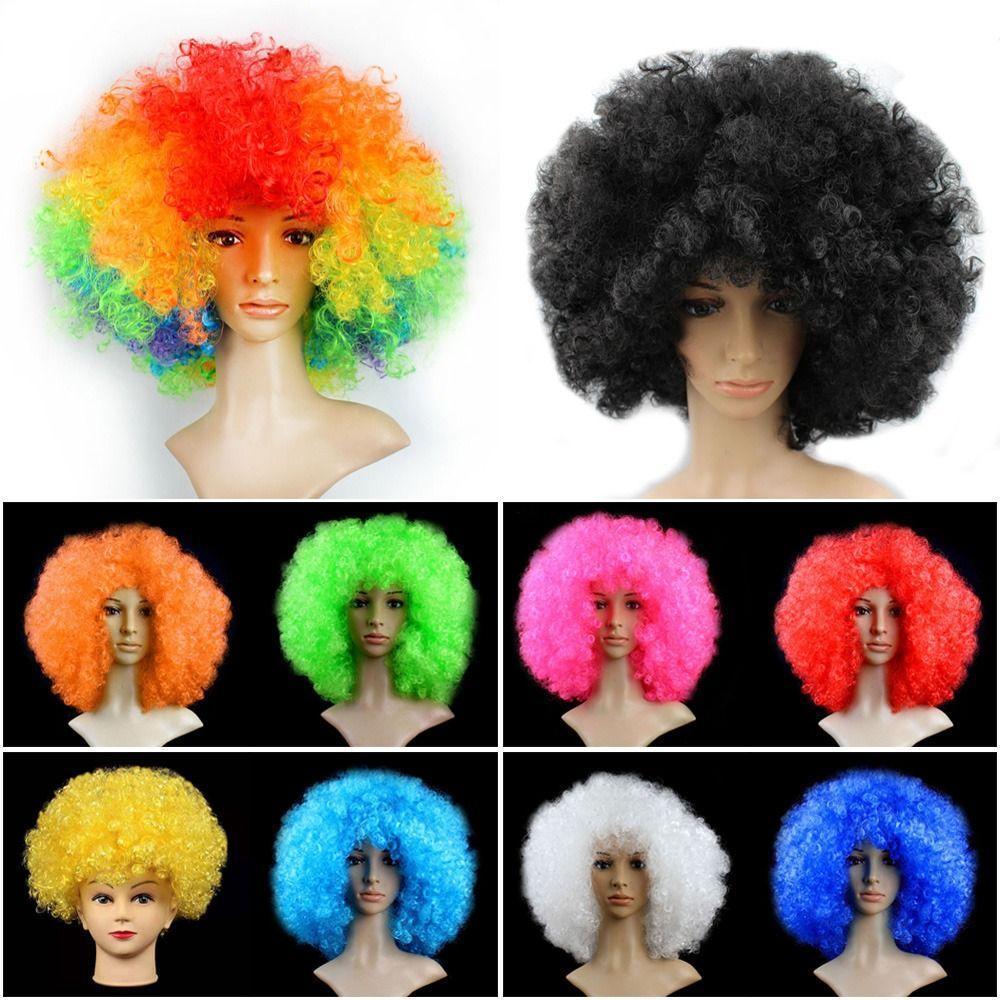 Clown Cosplay Football Fans Children/Adults Dressing Colorful Wigs Curly Hair Black Afro Curly Wig