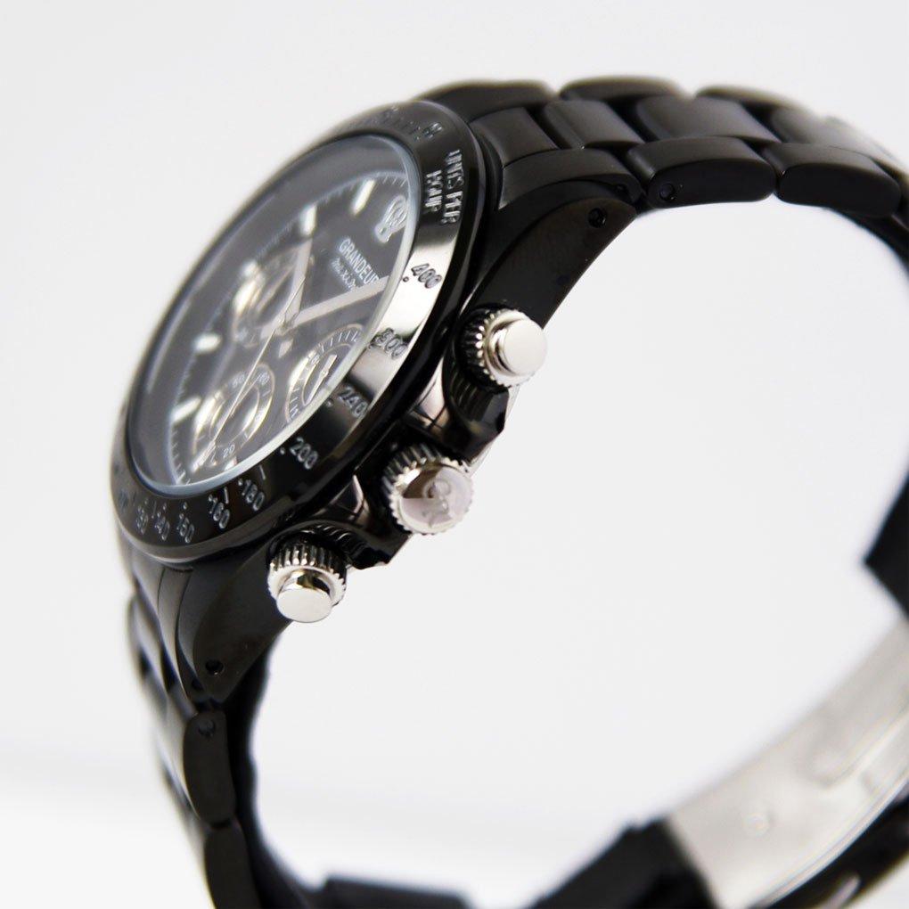 GRANDEUR Японский Хронограф Часы с Черным IP Покрытием JGR005W3 Черный x Черный [GRANDEUR] Мужские