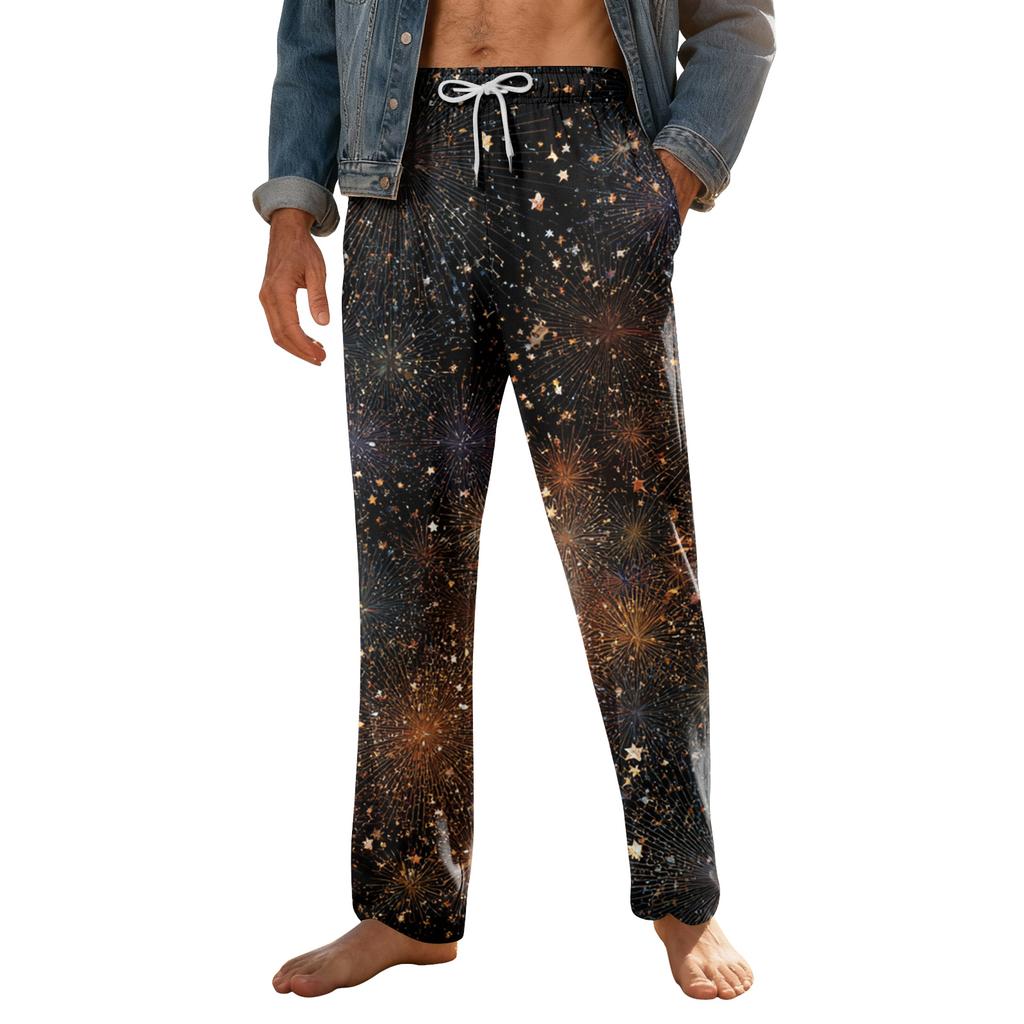 Мужские домашние мягкие пижамные штаны со шнурком и карманами, повседневные спортивные штаны