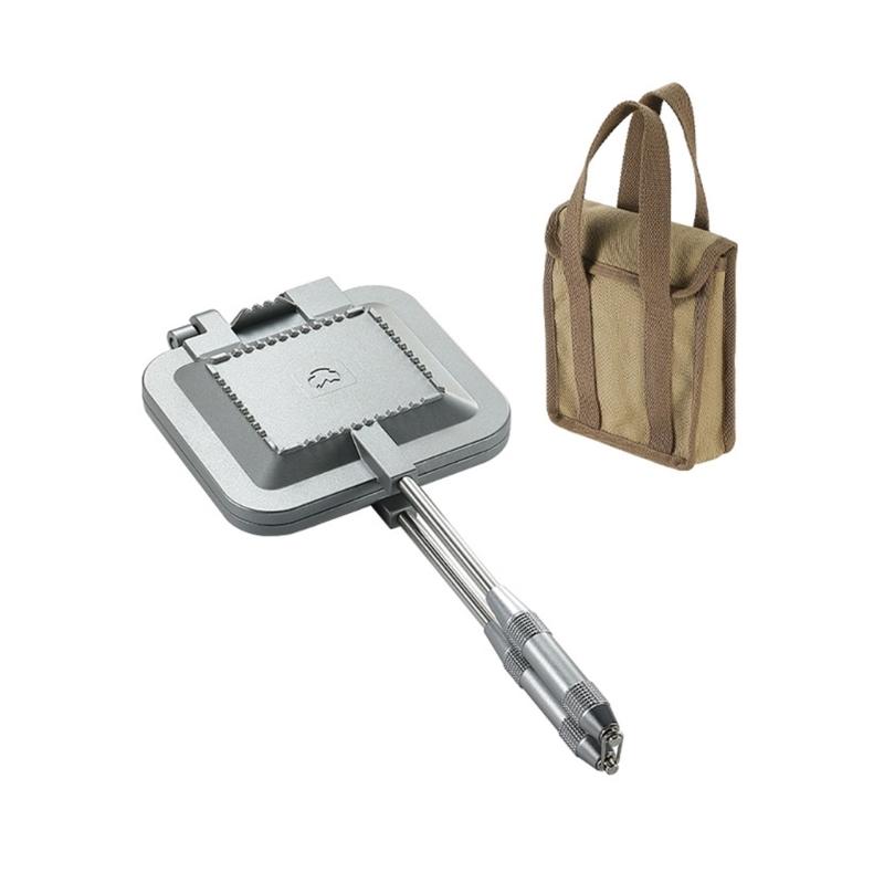 Сковорода для выпечки сэндвичей, переносная сковорода для жарки на открытом воздухе, съемная ручка, противень для гриля, двухсторонний поднос для завтрака, прочный