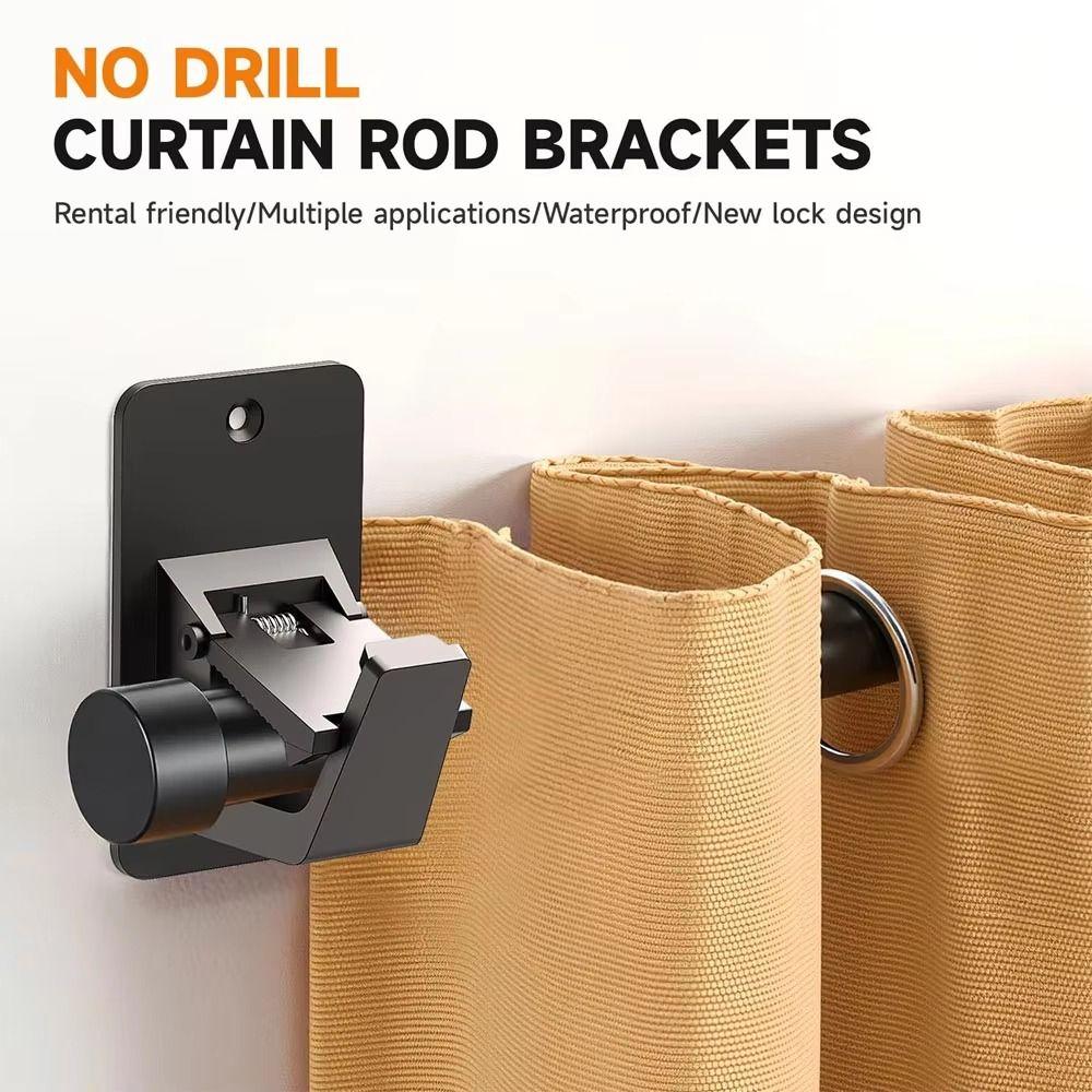 2Pcs Heavy-duty Curtain Hanging Hooks Adjustable Curtain Rod Support Curtain Rod Holders Bedroom