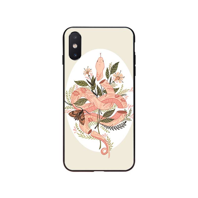 Чехол для телефона с изображением змеи и цветка для iPhone 13 12 11 Pro Max 13 12mini XS MAX X XR SE2 8 7 Plus