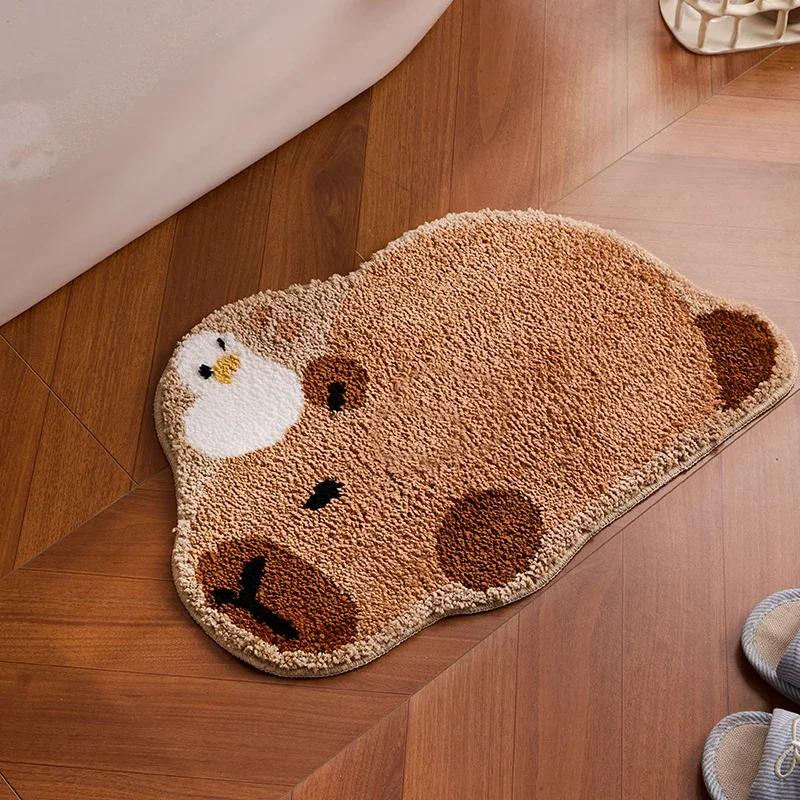 Kawaii Penguin Plush Bathroom Rug, Creative Cartoon Animal Design Non-slip Mat For Home Entryway Indoor Aesthetic Decor