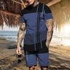 Men's T-shirt Suits 2 Pieces Outfits Tee Shorts Short Sleeve Crew Neck Summer Color Block Fashion Casual 2 Piece Vacation Daily Wear