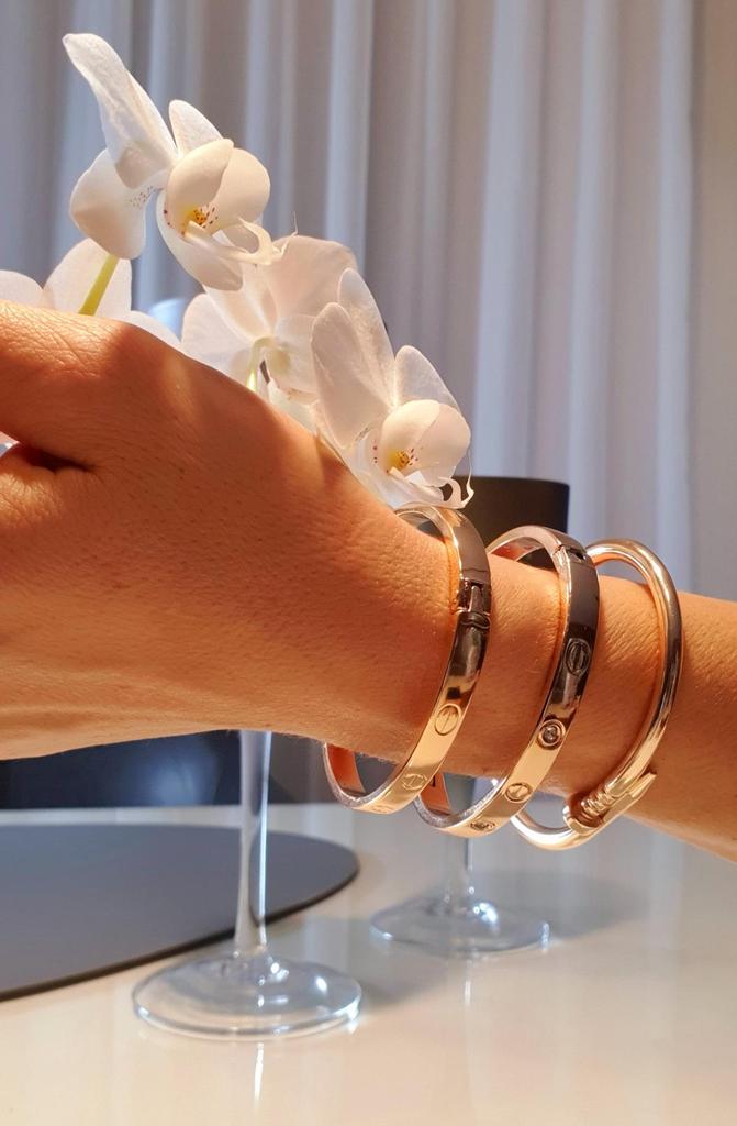 3 шт. Стальной браслет с посеребренным покрытием Комбинированный стальной тип гвоздя, тип камня и тип манжеты без камня, ювелирный аксессуар в подарок 2024 Женская мода