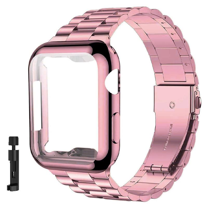 Чехол+Ремешок Ремешок для iWatch Ultra2 49 мм Металлический ремешок из нержавеющей стали Для Apple Watch 9 41 45 мм 44 мм 40 мм Серии SE 8 7 6 5 4 Чехол