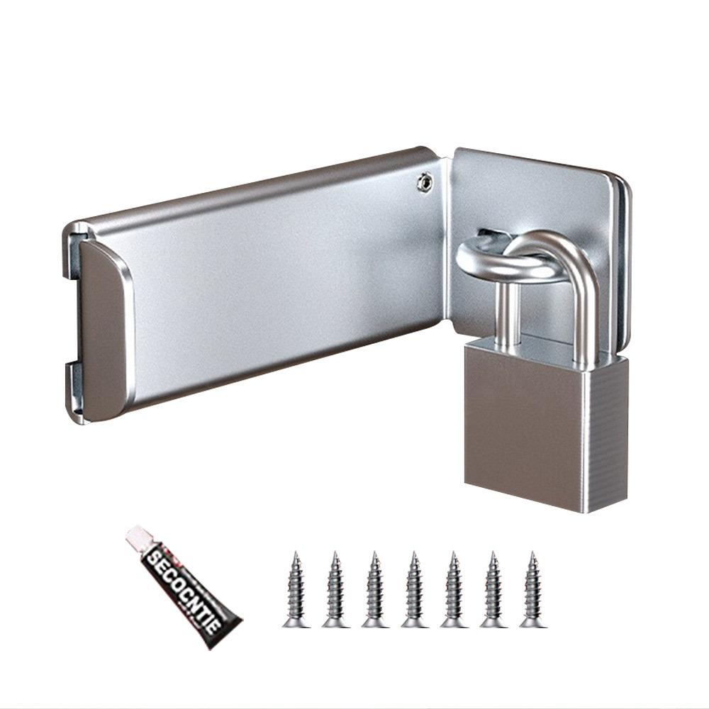 New Stainless Steel Door Clasp Lock 90 Degree Anti-theft Padlock Hasp Right Angle Burglar-proof Door Hasps Door