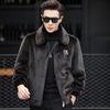 Men's Winter Coat Sheep Sheared Fleece Fur One Piece Mink Hooded Middle Aged Dad Gold Mink Fur Coat
