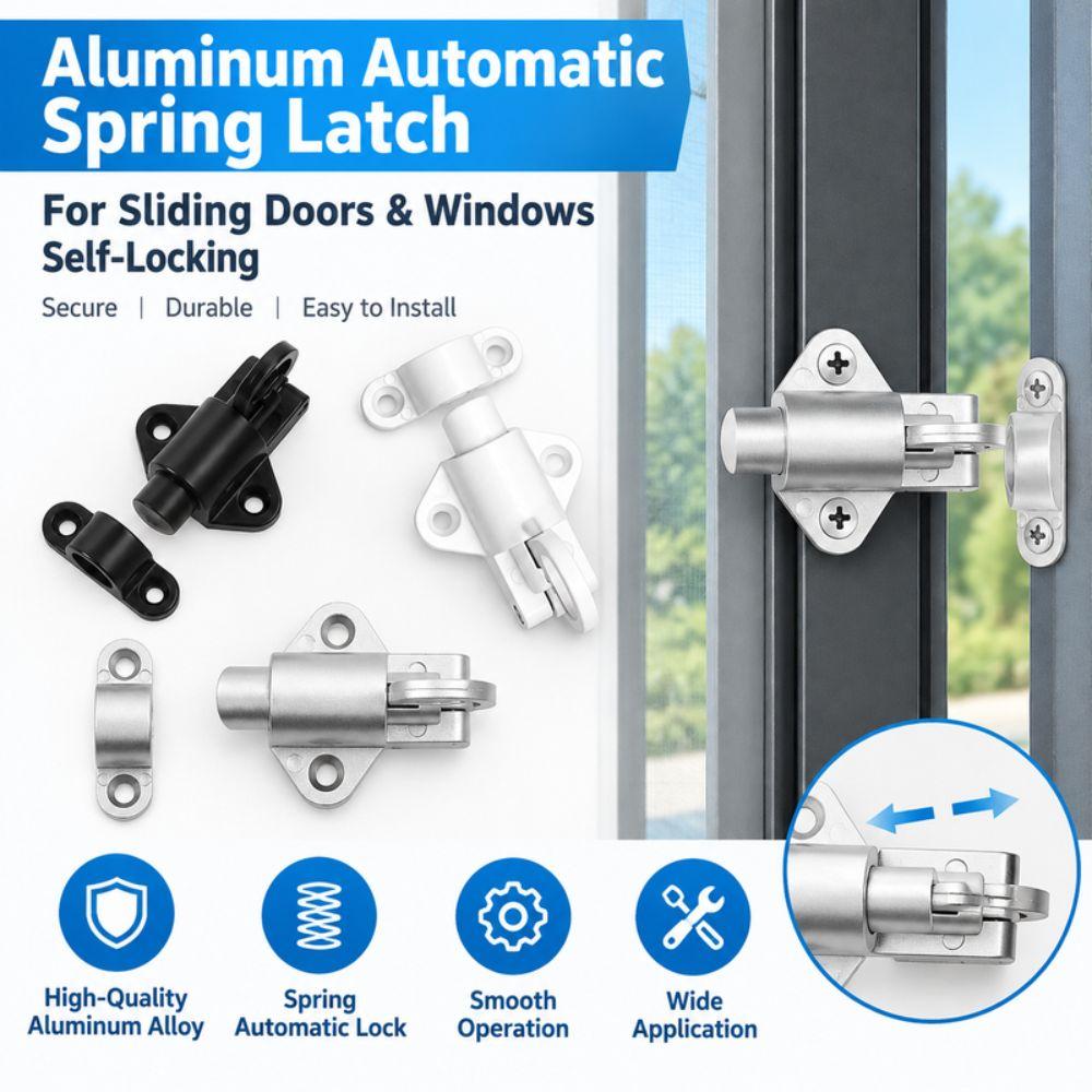Bolt Latch Spring Door Lock Aluminum Alloy Security Gate Latch Automatic Window Lock Door Hardware