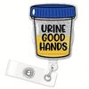 Брелок-рулетка с блестками Urine Good Hands с зажимом-аллигатором, забавный держатель для бейджа с ID-картой для анализа мочи