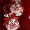 5 шт. Элегантные подарочные мешочки на шнурке из красного бархата с цветочным узором и бантом из ленты - Мягкие многоразовые холщовые мешочки для украшений, конфет