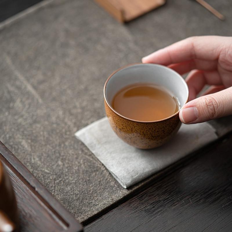 Handmade retro coarse pottery tea cup antique kiln transformed ceramic master cup household kung fu tea set tea cup single cup