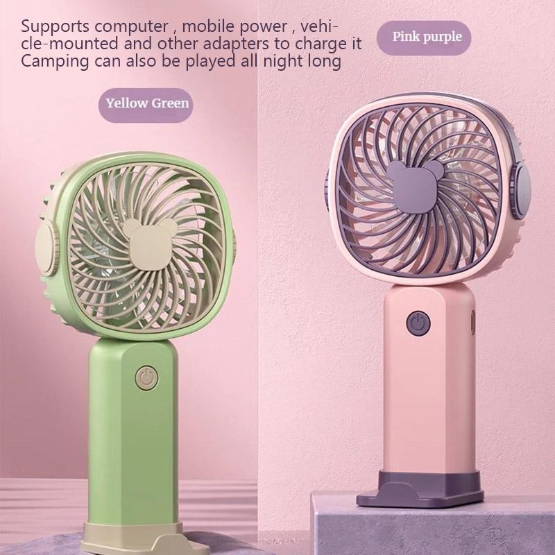New Handheld Portable Mini Fan USB Rechargeable Multi-function Fan with Mobile Phone Holder Function for Office and Dormitory