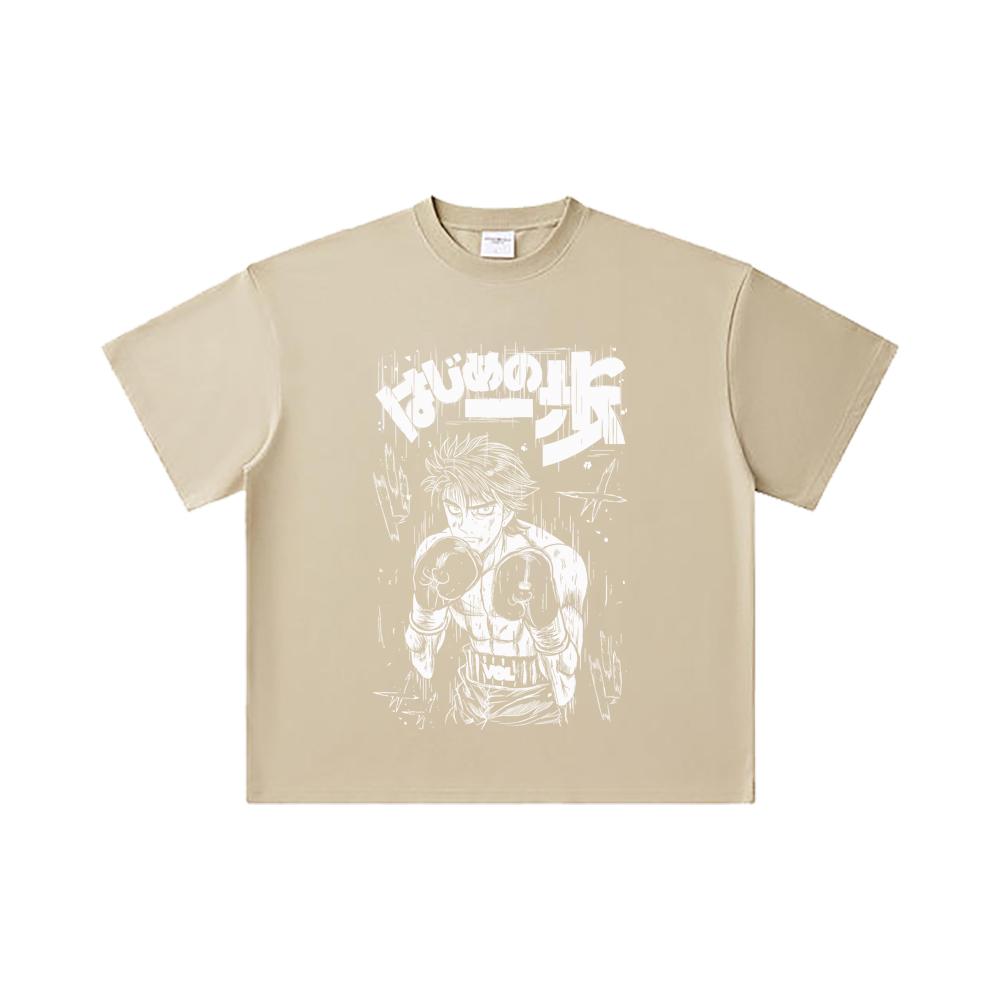 260 GSM Double Yarn 32 Count 100% Cotton Hajime no Ippo V8 Volg Print Unisex Heavy Cotton T Shirt