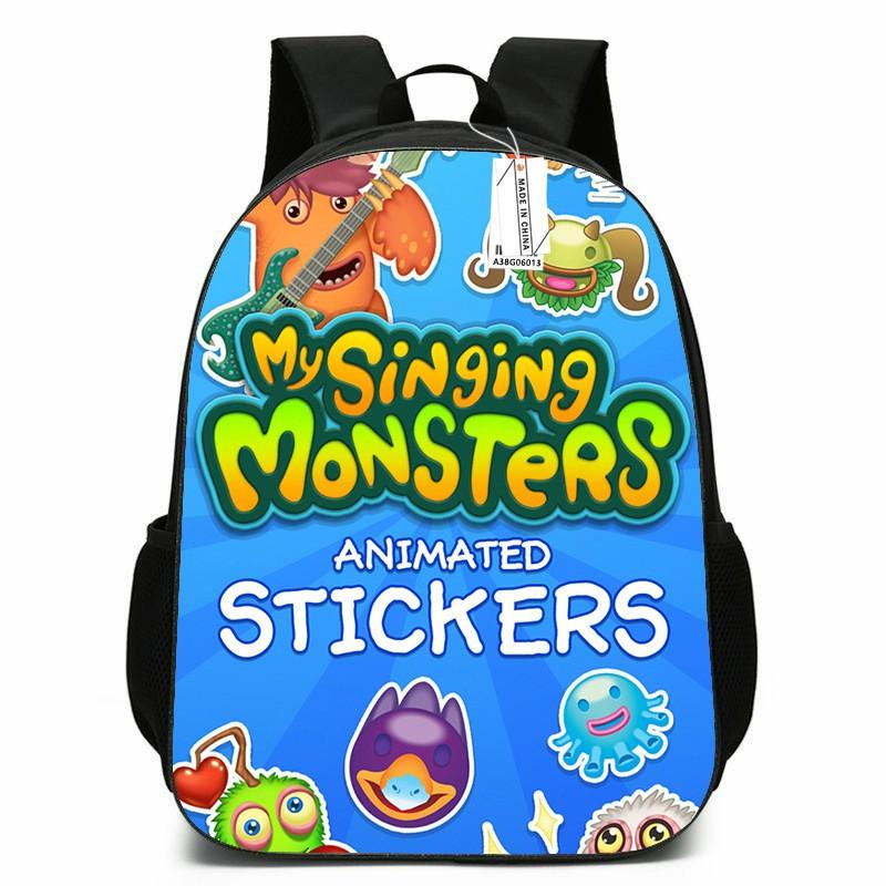 Kids School Backpack Boys Girls - Cute Cartoon Monster Design Lightweight Oxford Fabric Breathable Padded Straps Grade
