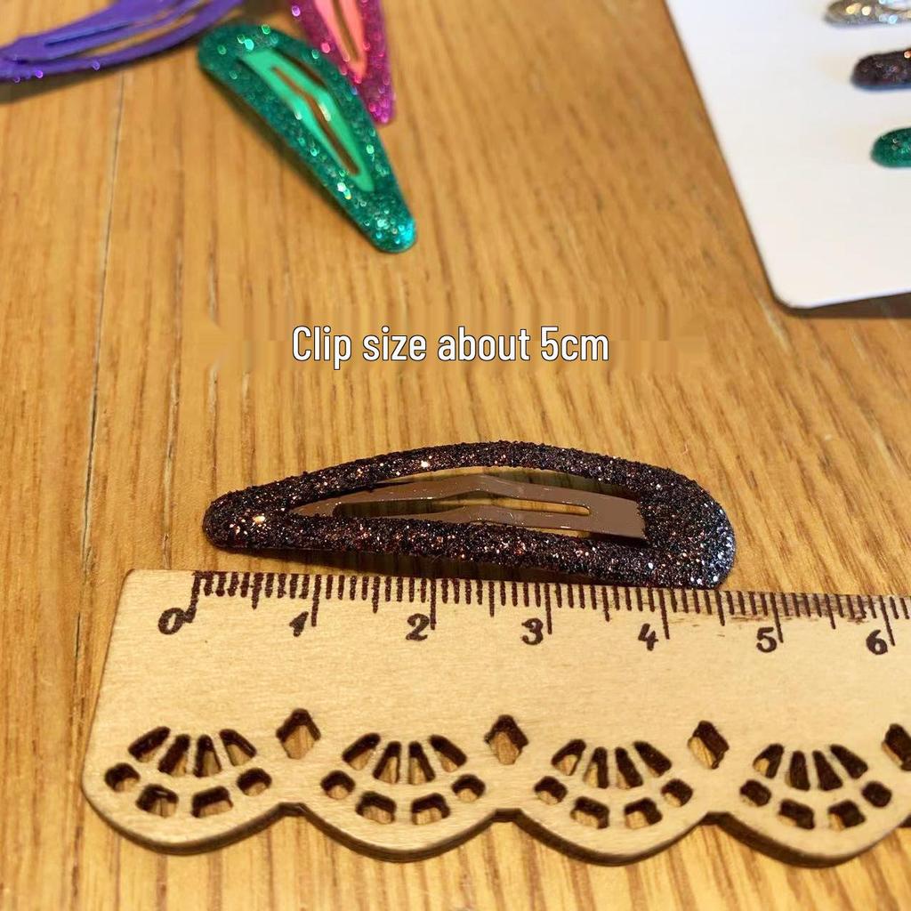 Iridescent 5cm Korean Christmas Glitter Hair Clips - Water Drop BB Style