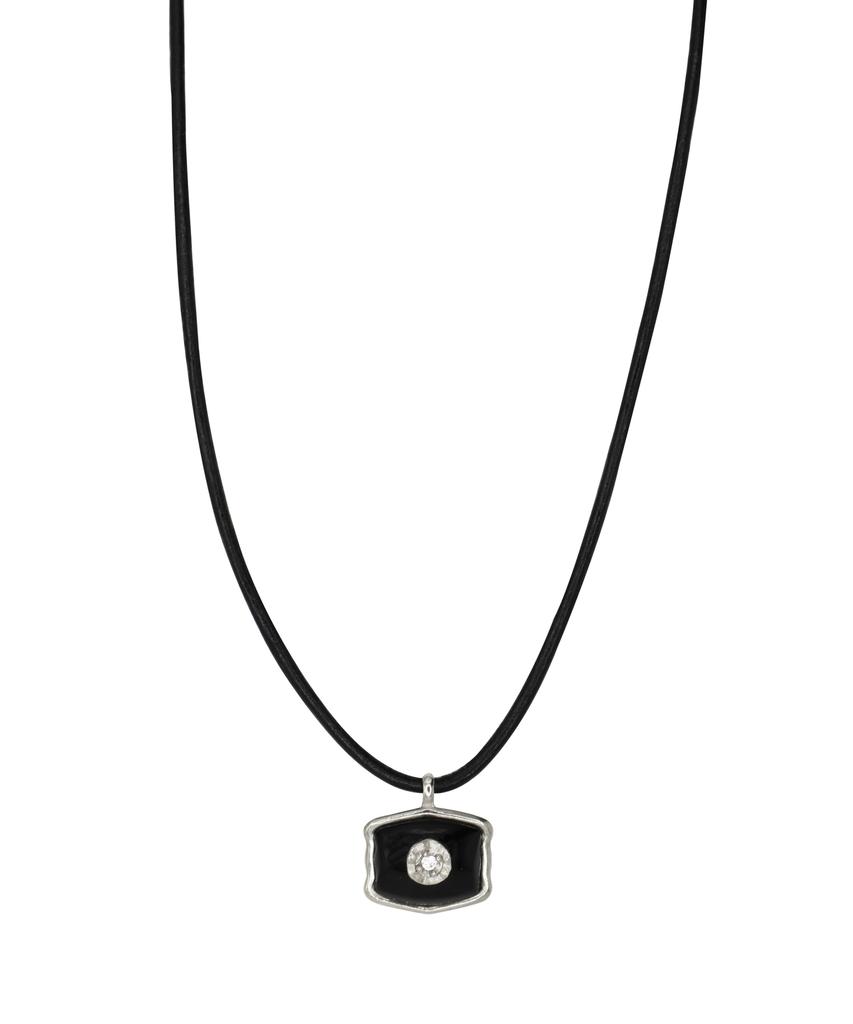 Fademine Black Coat Of Arms Leather Necklace