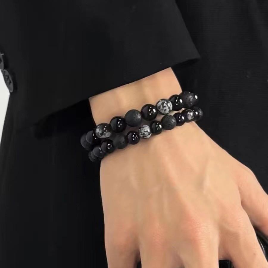 Obsidian Beaded Unique Bracelet Lightweight Handcrafted Jewelry For Men And Women