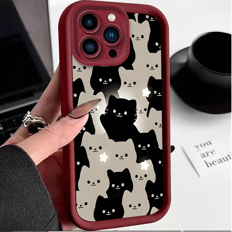 Милый мультяшный кот напечатанный модный чехол гибкий мягкий силиконовый чехол TPU полная задняя крышка для iPhone Samsung