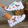 Multi Color Floral Print Chunky Heel Sneakers Women Rhineshion Mesh Sport Shoes Thick Platform Soft Comfort Woman Shoes