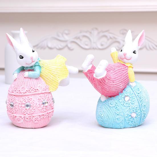 Украшения в виде пасхальных кроликов, милые расписанные вручную фигурки кроликов из смолы, переносные украшения для пасхальных яиц, Пасха