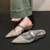 Fashion Crystal Women Mules Shoes Luxury Flats Slippers Mesh Casual Sandals Trend New Brand 2025 Summer Woman Slingback Sneakers Mujer