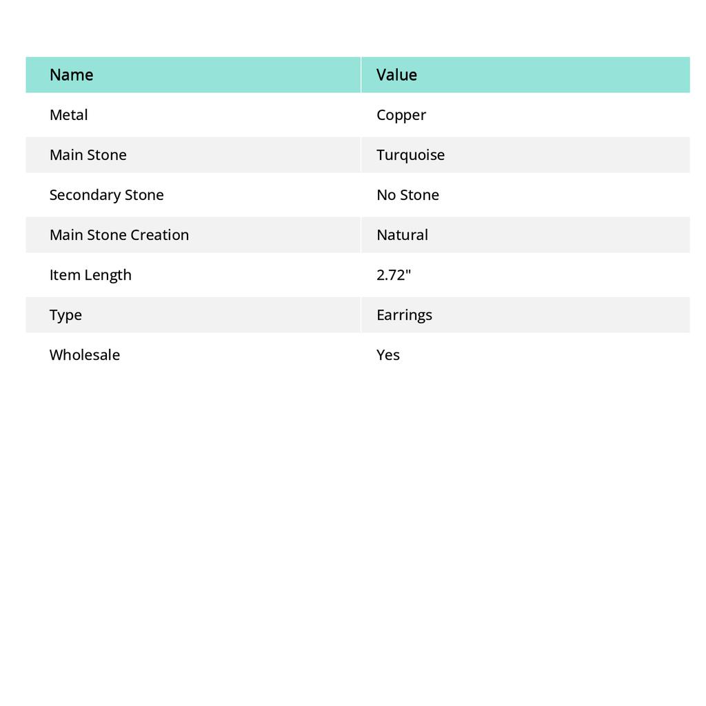 Copper Green Turquoise Handmade Copper Wire Wrap Earring 2.72 T9o14