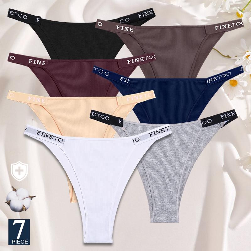 7PCS/Set Cotton Panties Briefs Women Underpants Female Sexy Panties Thong Women's Pantys Underwear Solid Color Intimate Lingerie