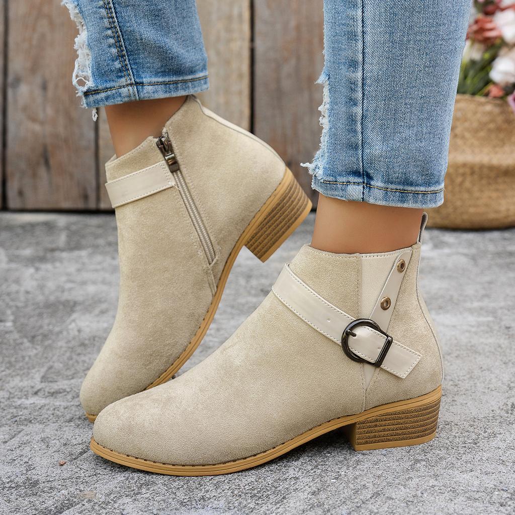 Shoes for Women Plus Size 36-43 Autumn Winter Platform Buckle Strap Pointed Toe Non-slip Ankle Boots Warm Fashion Ankle Bootie