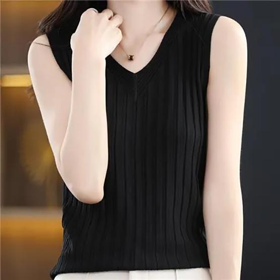 WTEMPO Большие размеры однотонные повседневные универсальные жилеты с V-образным вырезом женские весенне-летние топы без рукавов