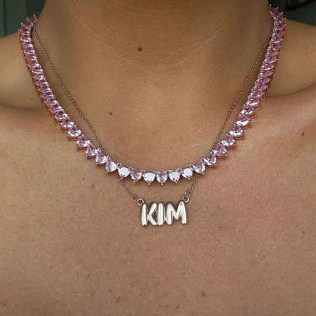 5A форма сердца кубический цирконий ледяной блестящее сердце цирконий теннисное ожерелье для женщин девушки подарок на День святого Валентина модные украшения