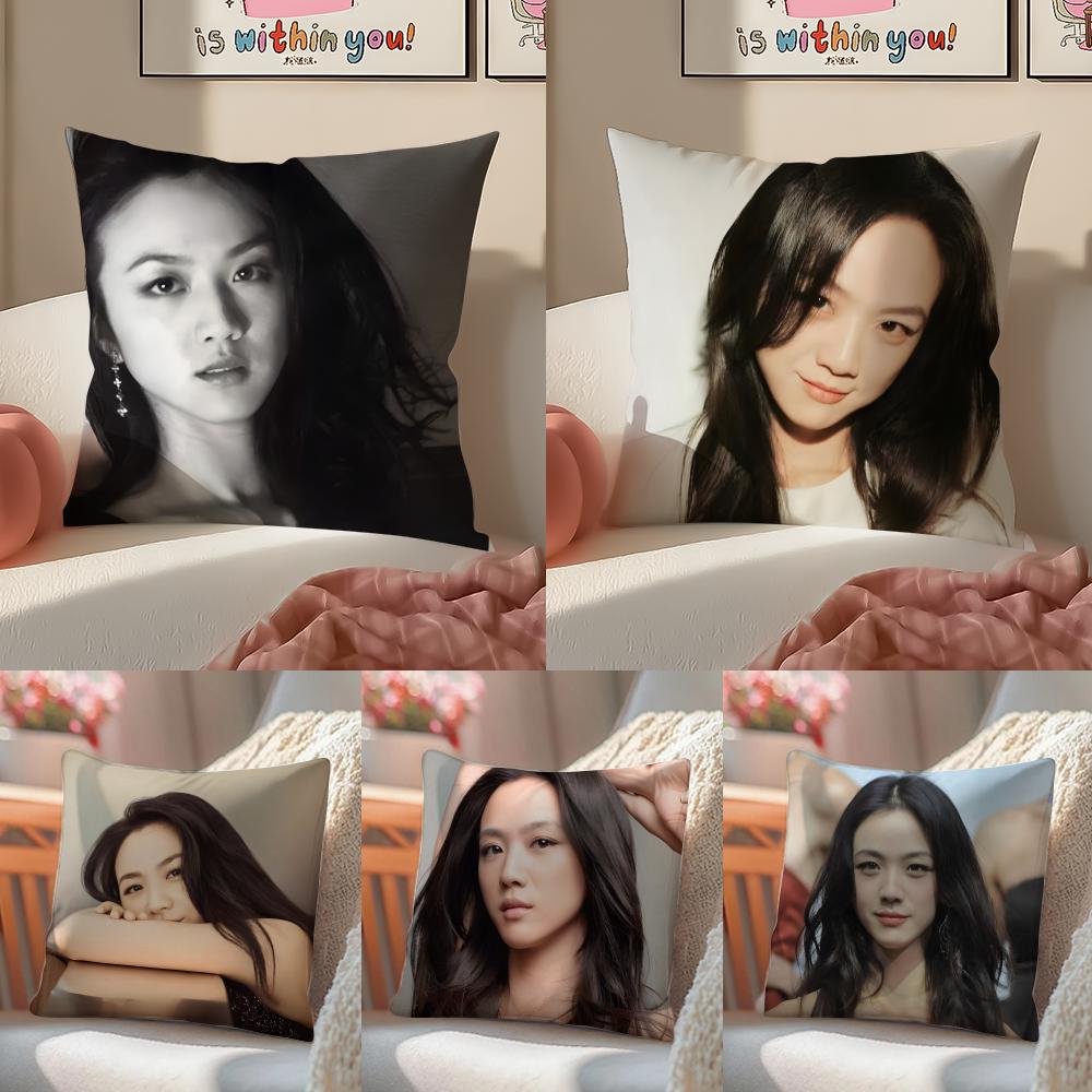 Elegant Beautiful Actress TTang Wei Cushion Cover Pillowcase Short Plush Invisible zipper Room Sofa Cushion Cover