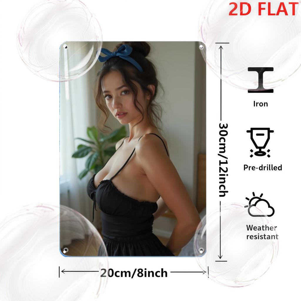 HD Metal Tin Sign Elegant Black Dress Beauty Poster Vintage Wall Art Decor for Man Cave Bar Garage Home