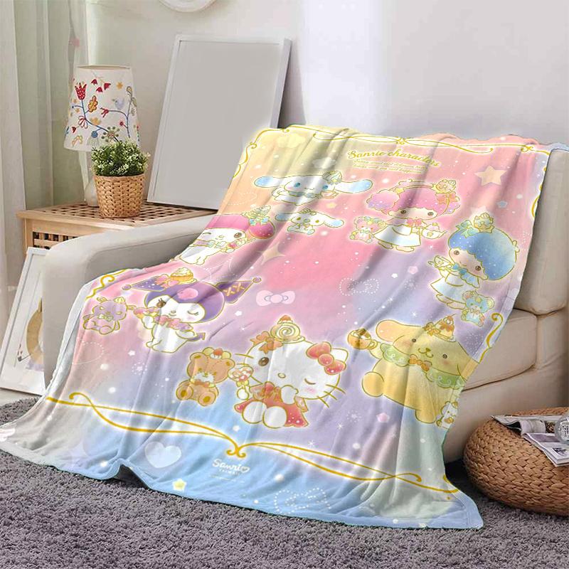 1pc Sweet Sanrio Characters Blanket, Seasonal Home Decor, Soft Throw Blanket, Living Room, Travel, Camping, Car Blankets, Beach, Office Naps, Perfect