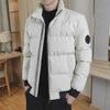 Мужская зимняя куртка из плотного хлопка с воротником-стойкой - теплое однотонное пальто для холодной погоды