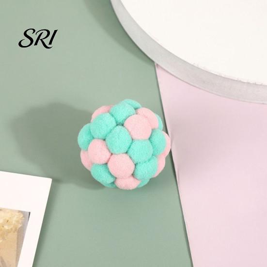 Plush Cat Toy Ball with Built-in Bell Soft Macaron Balls Fun Plaything Bite-Resistant Chew Toys for Indoor Cats and Kittens Noise Making