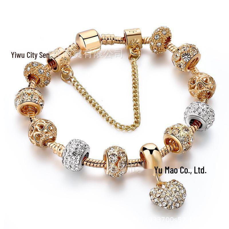 Винтажный рождественский браслет из бусин для женщин с европейским и американским влиянием, ажурный дизайн, бусины в виде рождественских шляп, ювелирное изделие в стиле Pandora