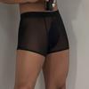 Men Elastic Waist Mesh Sheer Underwear Transparent Pajamas Shorts Home Wear