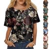 Women's Fashion Casual Short Sleeve Print Round Neck Pullover Top Blouse