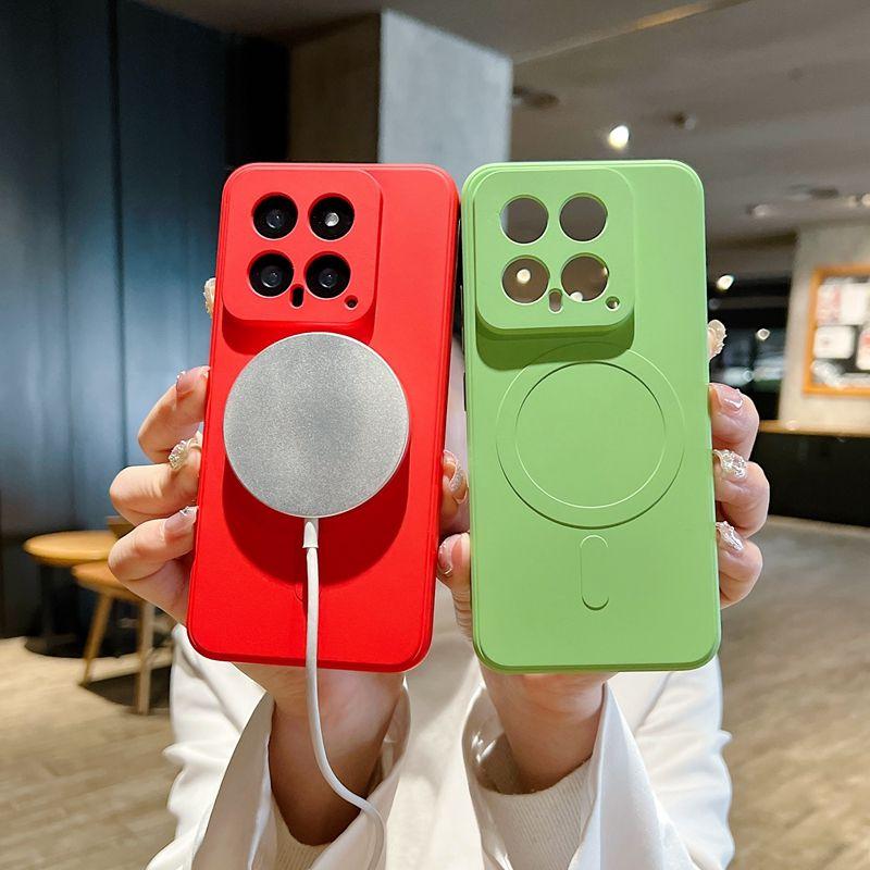 Простой однотонный матовый чехол с магнитной фиксацией Magsafe подходит для мобильного телефона Xiaomi Mi 14, всесторонний 15pro, противоударный, для Xiaomi 13pro