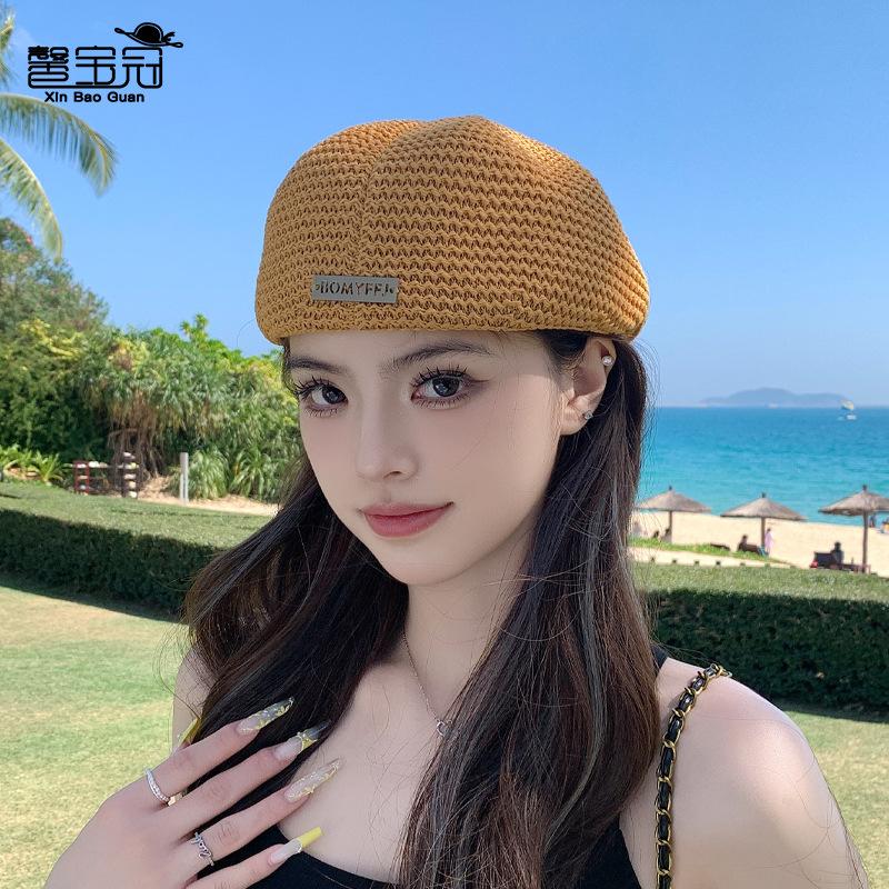 Весна и лето красивые шляпы женская мода универсальная для лица маленькая беретка продвинутый стиль два способа носки утиный козырек вперед