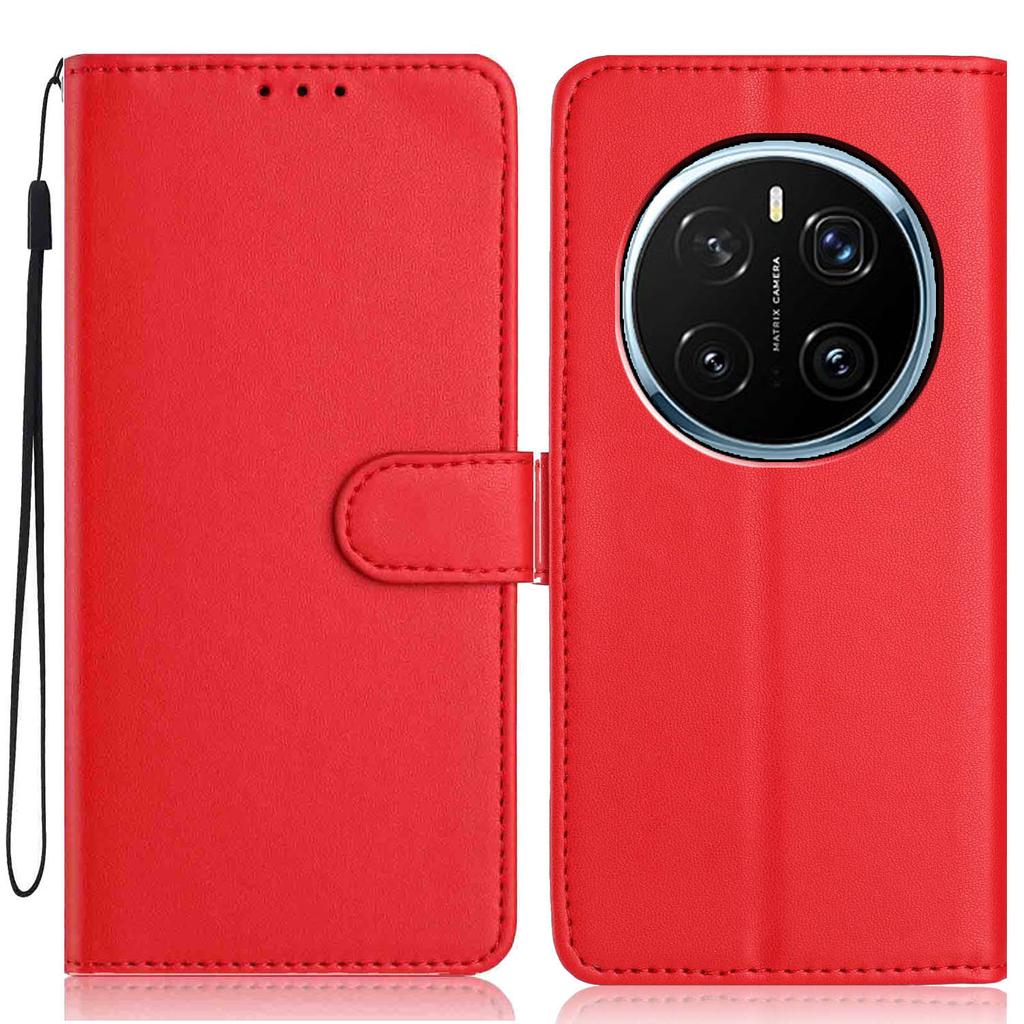 Для Honor Magic7 Pro 5G Чехол-кошелек с ремешком/Множество слотов для карт Однотонный кожаный чехол-подставка для телефона