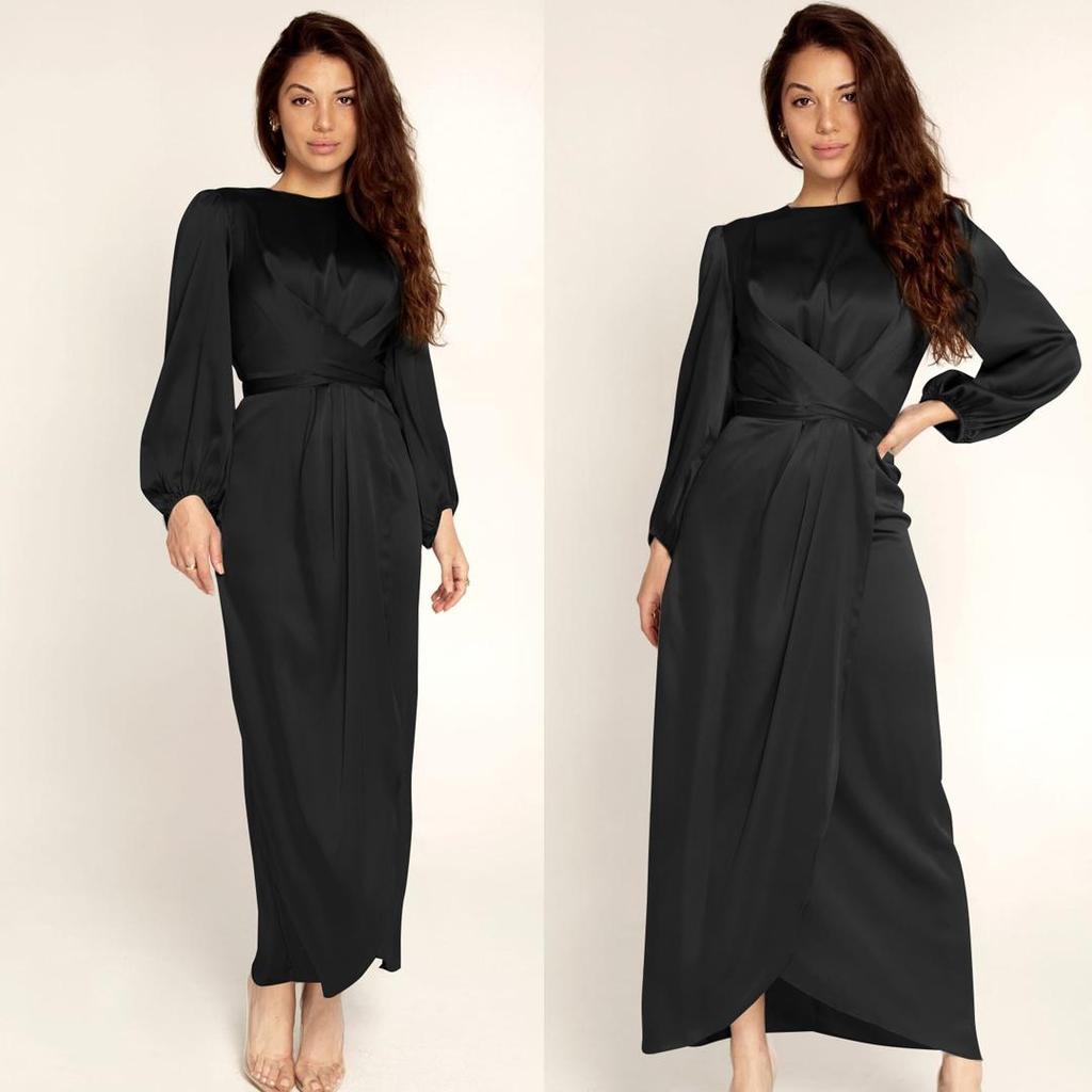 Женские однотонные тонкие длинные вечерние платья макси вечернее платье Восточный Дубай Платье Абая Кафтан Атласное мусульманское платье Абая Исламская одежда