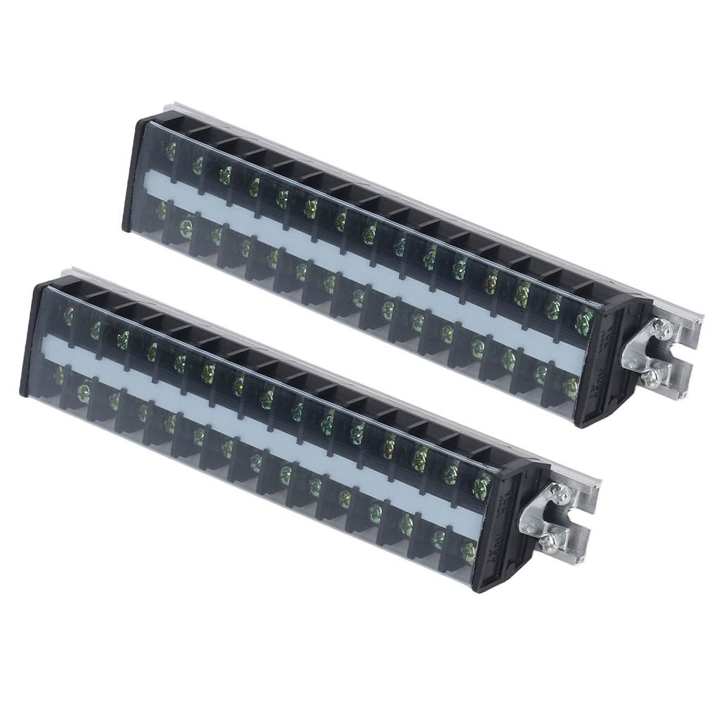 2PCS 660V 20A Wire Barrier Block Rail Wiring Terminal Strip Insulated Shell for Bridge Lighting T2015