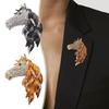 Horse Head Brooch Sparkling Alloy Animal Lapel Pin Rhinestone Inlaid Horse Brooch Clothes Accessory for Men Women Horse Lover Gift