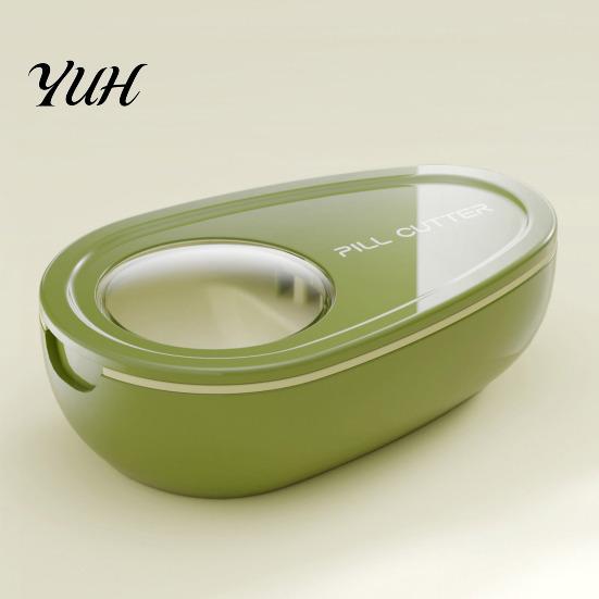 Small Pill Box with Blade Portable Cutter, Stainless Steel Compact Weekly Medication Container Case, Lightweight Large Capacity Dispenser for