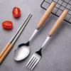 with Box Tableware Set Wooden Handle dinner dessert fork  for Student Home Kitchen Office